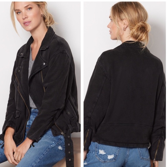 Free People ✨ We The Free Rebel Moto Knit Black Jacket - Picture 2 of 8